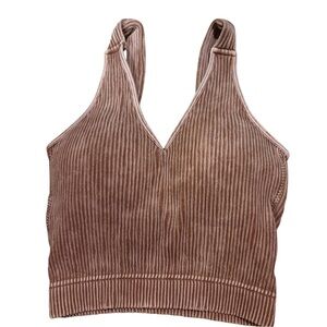 Zenana Ribbed Velour Crop Tank Bralette | Stretchy Cozy | S/M